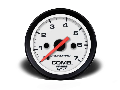 Manômetro Pressão Combustível 52mm Mecânico 7kg Street – Branco