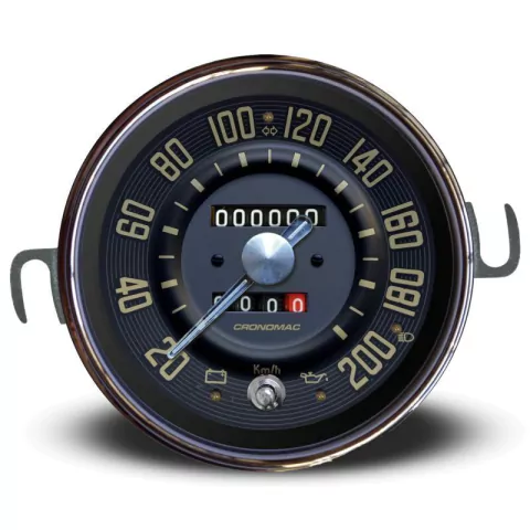 Velocímetro 110mm Mecânico 200kmh OLD TIMER VW - 2 hodômetros com sinaleira - comprar online