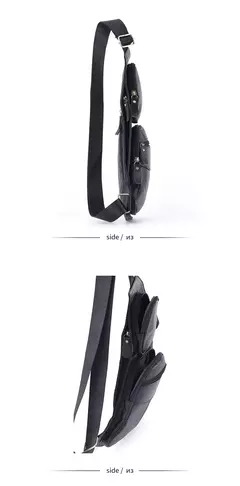 Bolsa de ombro masculina de couro bovino genuíno, bolsa de ombro com suporte para os seios, casual e de viagem - Wolf Magazine