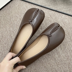 Mocassins de couro aconchegantes estilo japonês para mulheres, sapatilha de bailarina feminina, casco dividido, ninja tabi flats, Mary Jeans, sapato mocasines - Wolf Magazine
