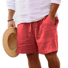 Calça leve de ginástica masculina de linho de cor sólida, shorts de algodão para praia, grande respirável, esporte fitness, verão na internet