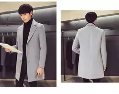 Jaqueta corta-vento longa de algodão masculino, casaco de lã, slim fit, cor pura, casual, moda empresarial, roupa nova, outono, inverno, 2023 - comprar online