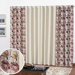 Cortina Florata 3,00 L 2,20 A (Parede Inteira, Sala, Quarto, Escritório, Decoração)
