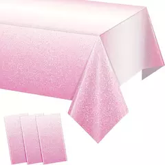Toalha de mesa plástica descartável rosa para festas, gradiente pastel, mesas retangulares, sprin rosa claro, 1 pacote