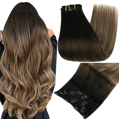 Extensões de cabelo humano com brilho completo, clipe em extensões de cabelo humano, 7 peças, 105g, trama dupla, cabelo humano para mulheres - comprar online