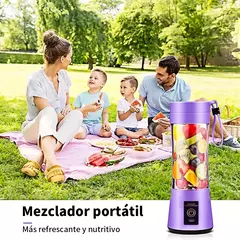 Imagem do Mini Liquidificador Portatil Mixer Juice Garrafa Shake 6 Laminas + Cabo USB 380ml
