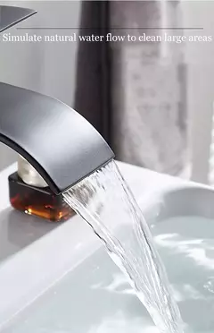 Lavatório de cachoeira de aço inoxidável, torneira alta e baixa, preto, quente e frio, banheiro, banheiro, casa