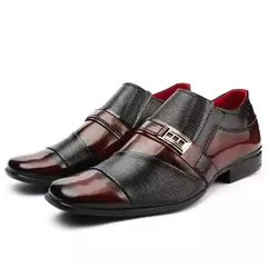 Imagem do Sapato Social Masculino Luxuoso Moderno Confortável Sintético duas Cores Detalhe Metal Calce Fácil Moda Elegante 837