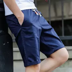 Bermuda masculina de algodão, calções casuais masculinos, calções pretos, roupas de praia, marca clássica, verão 2022