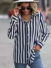 Elegante camisa estampada listrada feminina, tops de blusa feminina, roupas femininas, tamanho grande, primavera e verão, camisas da moda, 2022