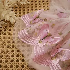 Vestido de princesa Chiffon para bebês, macacão, guarnição de renda, borboleta, roupas infantis, manga voadora, saia de tule, bodysuits bainha, bandana - comprar online