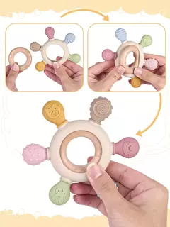 Imagem do TYRY.HU-Mordedores De Silicone Com Leme De Madeira Para Bebês, Brinquedos De Dentição, Ajuda Com Gomas De Dentição, 1Pc
