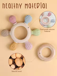 TYRY.HU-Mordedores De Silicone Com Leme De Madeira Para Bebês, Brinquedos De Dentição, Ajuda Com Gomas De Dentição, 1Pc - loja online