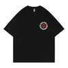 Camiseta de algodão com gola redonda masculina e feminina, banda vermelha com pimentão quente, estampada simples, casual Rock Tops, Street Wear