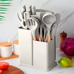 Kit Completo Jogo Utensílios C/19 Peças de Cozinha Com Tábua em Silicone Espátula Faca Tesoura - comprar online