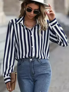 Elegante camisa estampada listrada feminina, tops de blusa feminina, roupas femininas, tamanho grande, primavera e verão, camisas da moda, 2022 - Wolf Magazine