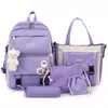 Grande Capacidade Mochila com Alfinete Kawaii e Acessórios, Mochila Kawaii Combo Kit, Mochilas de Lona, Kit Bonito, 5Pcs
