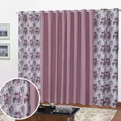 Cortina Florata 3,00 L 2,20 A (Parede Inteira, Sala, Quarto, Escritório, Decoração)
