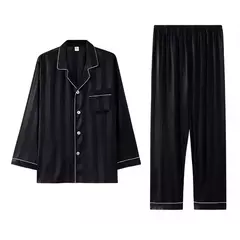 Conjuntos de pijama masculino de cetim de seda manga comprida, pijamas masculinos, camisola estampada, Casa, Soft Cozy Sleepwear Calças, Novo - loja online