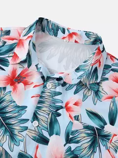 Imagem do Camisa havaiana digital estampada masculina, camisa de manga curta, moda, 2024