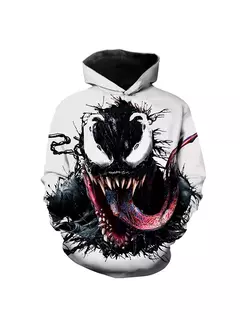 Imagem do Venom Villain masculino impresso 3D manga longa moletom com capuz, rua adolescente casual roupas plus size, corpo inteiro