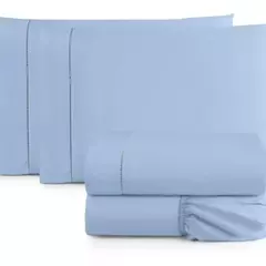 Jogo De Lençol Cama Box Queen 3 Peças Percal 400 Fios Toque Macio Cinza