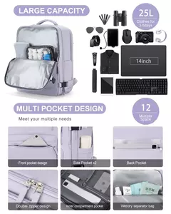 Bolsa para Laptop Resistente à Água para Mulheres, Mochila de Viagem de Cabine, Grande Capacidade, Easyjet, Ryanair, 45x36x20, 40x20