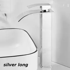Lavatório de cachoeira de aço inoxidável, torneira alta e baixa, preto, quente e frio, banheiro, banheiro, casa
