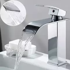 Imagem do Lavatório de cachoeira de aço inoxidável, torneira alta e baixa, preto, quente e frio, banheiro, banheiro, casa