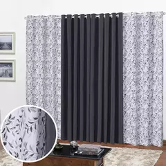 Cortina Florata 3,00 L 2,20 A (Parede Inteira, Sala, Quarto, Escritório, Decoração)
