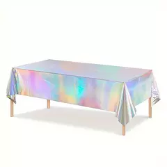 Laser Rainbow Theme Party Toalha De Mesa, Toalha De Mesa Descartável, Decoração Suprimentos, Aniversário, 1Pc