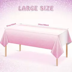 Toalha de mesa plástica descartável rosa para festas, gradiente pastel, mesas retangulares, sprin rosa claro, 1 pacote - loja online