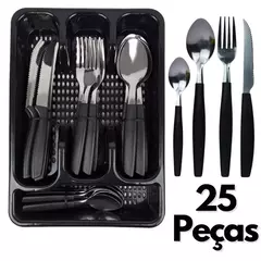 Jogo De Talheres 25 Peças Completo Conjunto Aço Inox + Organizadora Faqueiro Cozinha Gourmet- Entrega Rápida Para Todo o Brasil - comprar online