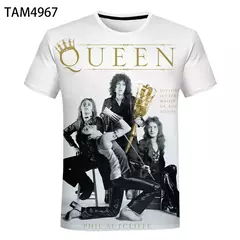 Imagem do Camiseta de manga curta grande para homens e mulheres, tops punk, roupas com gola O, banda de rock britânico Queen estampada 3D, moda casual, nova