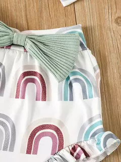 Recém-nascido Bebê Menina Roupas Set, Bodysuit Sem Mangas, Shorts Impresso, Roupas Verão, Terno, 3Pcs - loja online