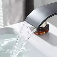 Lavatório de cachoeira de aço inoxidável, torneira alta e baixa, preto, quente e frio, banheiro, banheiro, casa - Wolf Magazine
