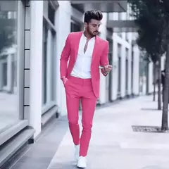 Ternos casuais slim fit masculinos para casamento, lapela de pico, smoking masculino do noivo, traje masculino, 2 peças - Wolf Magazine