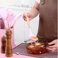 Imagem do Kit Completo Jogo Utensílios C/19 Peças de Cozinha Com Tábua em Silicone Espátula Faca Tesoura