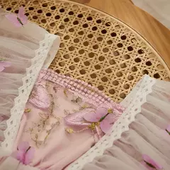 Vestido de princesa Chiffon para bebês, macacão, guarnição de renda, borboleta, roupas infantis, manga voadora, saia de tule, bodysuits bainha, bandana - Wolf Magazine