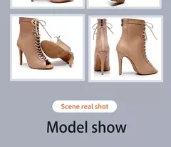 Mulher marrom latin zip up dança booties mulher salto alto stiletto meia bootie - comprar online