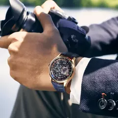 Imagem do Oblvlo-relógio mecânico automático masculino, relógio impermeável, pulseira de couro, estrela de terra luminosa, prenda casual, moda simples, GC