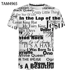 Camiseta de manga curta grande para homens e mulheres, tops punk, roupas com gola O, banda de rock britânico Queen estampada 3D, moda casual, nova