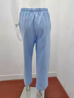 Calça de cintura alta de perna larga feminina, calça de linho de algodão, monocromática, cânhamo, casual, respirável, esportiva, solta, feminina, verão, outono