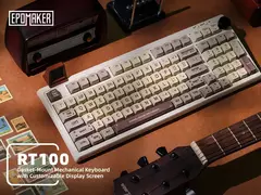 Imagem do EPOMAKER RT100 97 teclas 95% Bluetooth 5.0/2.4G Teclado mecânico sem fio/com fio Mini display personalizável montado na junta