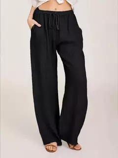 Calça de cintura alta de perna larga feminina, calça de linho de algodão, monocromática, cânhamo, casual, respirável, esportiva, solta, feminina, verão, outono - Wolf Magazine