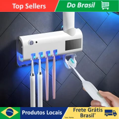 Suporte Dispenser Aplicador Pasta Escova de Dentes Esterilizador Com Luz UV Antibacteriano Automático Banheiro - Wolf Magazine