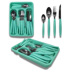 Jogo de Talheres 25 Peças em Aço Inox - Completo com Organizador