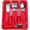 Conjunto de Talheres em Aço Inox com 25 Peças - Inclui Organizador de Cozinha para Facilitar o Armazenamento e Uso Diário