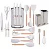 Kit Completo Jogo Utensílios de Cozinha Luxo 19 Peças Com Tábua em Silicone Espátula Faca Tesoura