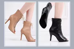 Imagem do Mulher marrom latin zip up dança booties mulher salto alto stiletto meia bootie